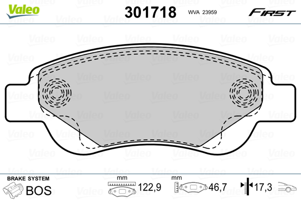 Brake Pad Set, disc brake - 301718 VALEO