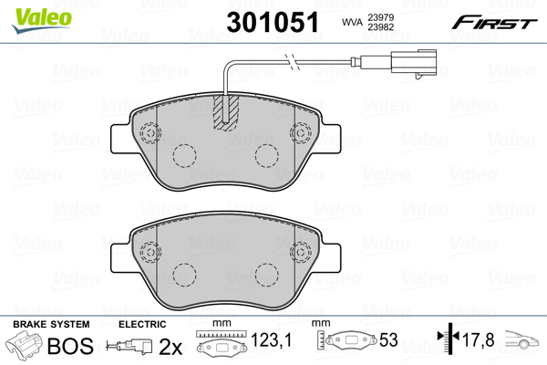 Kit pastiglie freno, Freno a disco - 301051 VALEO