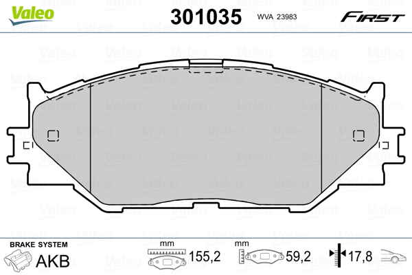 Kit pastiglie freno, Freno a disco - 301035 VALEO