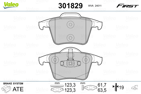 Brake Pad Set, disc brake - 301829 VALEO