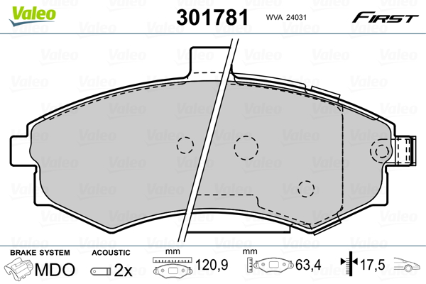 Brake Pad Set, disc brake - 301781 VALEO