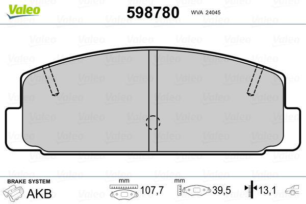 Brake Pad Set, disc brake - 598780 VALEO