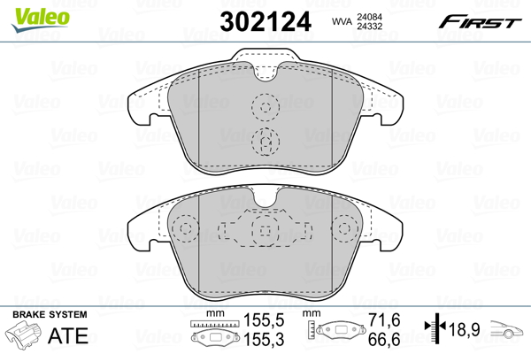 Brake Pad Set, disc brake - 302124 VALEO