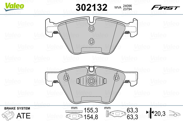 Brake Pad Set, disc brake - 302132 VALEO