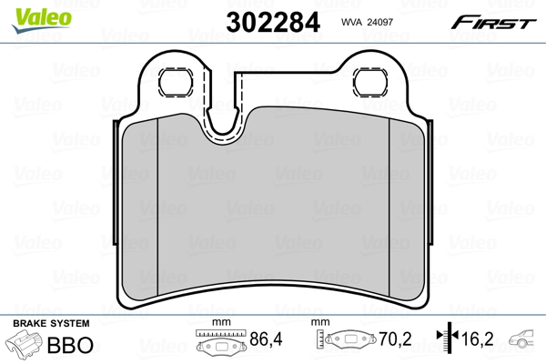 Kit pastiglie freno, Freno a disco - 302284 VALEO