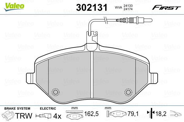 Kit pastiglie freno, Freno a disco - 302131 VALEO