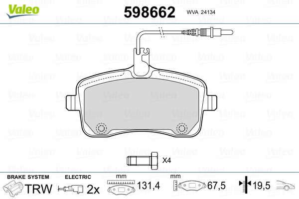 Brake Pad Set, disc brake - 598662 VALEO