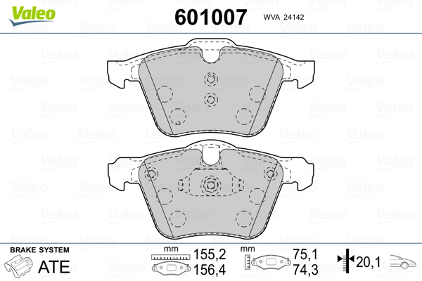 Brake Pad Set, disc brake - 601007 VALEO