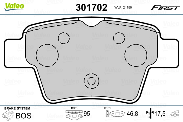 Brake Pad Set, disc brake - 301702 VALEO
