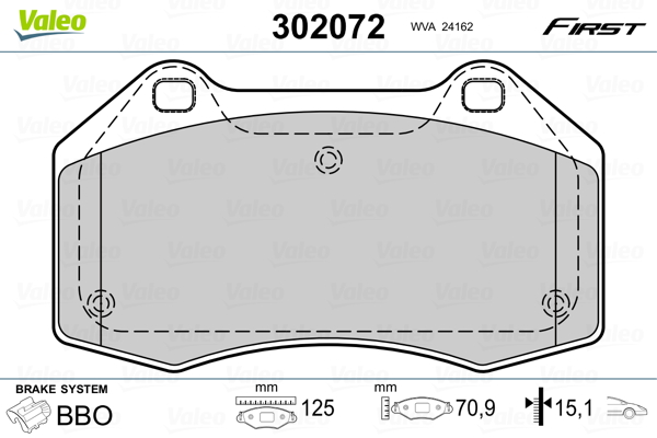 Kit pastiglie freno, Freno a disco - 302072 VALEO