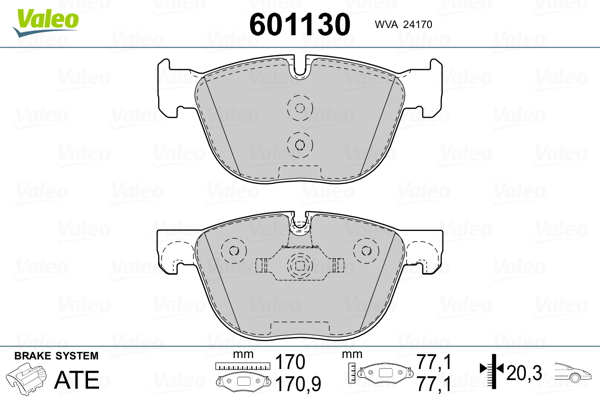 Brake Pad Set, disc brake - 601130 VALEO