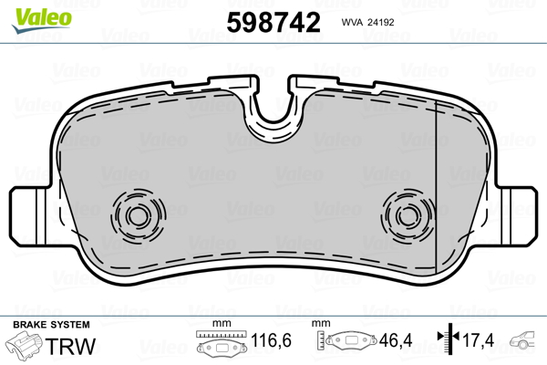 Brake Pad Set, disc brake - 598742 VALEO