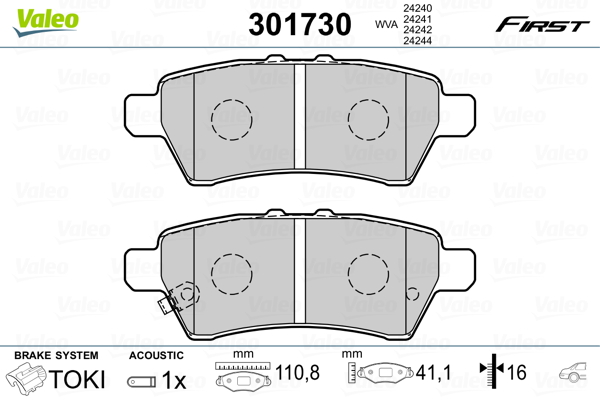 Brake Pad Set, disc brake - 301730 VALEO