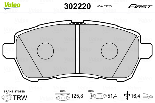 Kit pastiglie freno, Freno a disco - 302220 VALEO