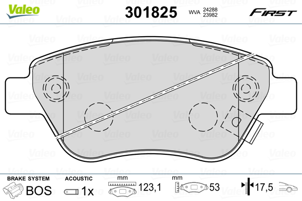 Brake Pad Set, disc brake - 301825 VALEO