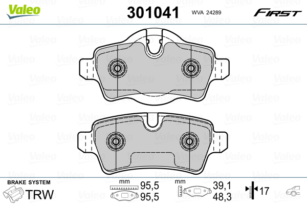Kit pastiglie freno, Freno a disco - 301041 VALEO