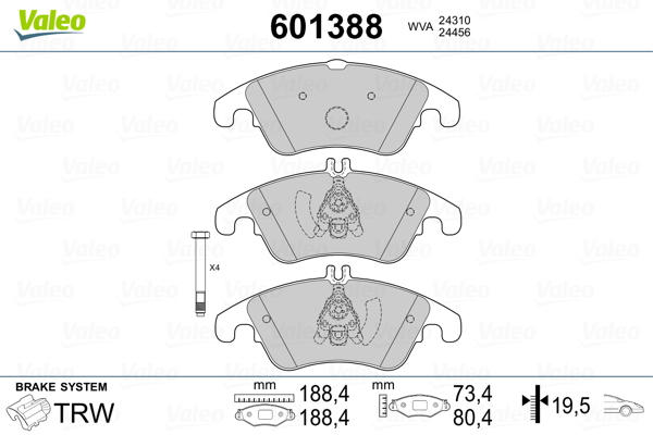 Brake Pad Set, disc brake - 601388 VALEO