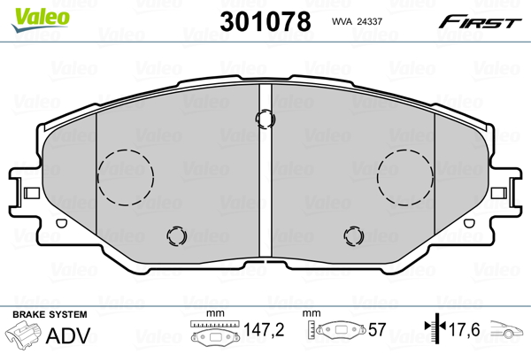 Brake Pad Set, disc brake - 301078 VALEO