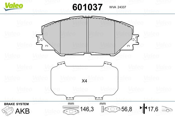 Brake Pad Set, disc brake - 601037 VALEO