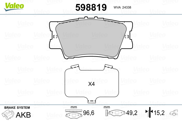 Brake Pad Set, disc brake - 598819 VALEO