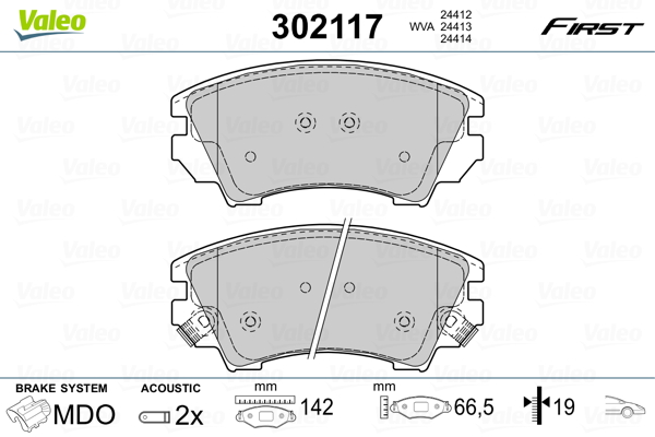 Brake Pad Set, disc brake - 302117 VALEO