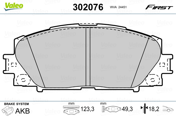 Brake Pad Set, disc brake - 302076 VALEO