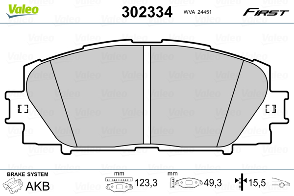 Kit pastiglie freno, Freno a disco - 302334 VALEO