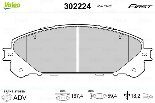 Brake Pad Set, disc brake - 302224 VALEO