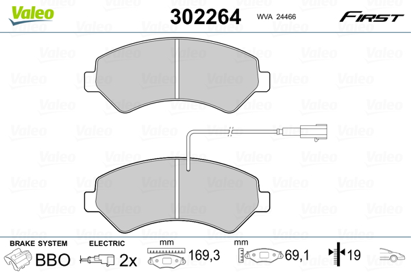 Brake Pad Set, disc brake - 302264 VALEO