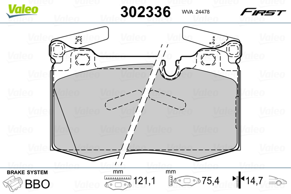 Brake Pad Set, disc brake - 302336 VALEO
