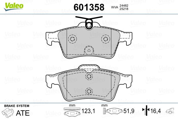 Brake Pad Set, disc brake - 601358 VALEO