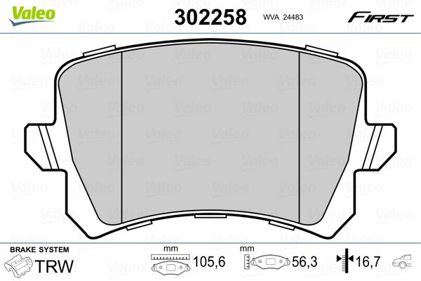 Brake Pad Set, disc brake - 302258 VALEO