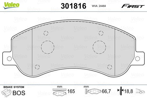 Brake Pad Set, disc brake - 301816 VALEO