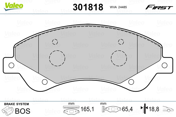 Brake Pad Set, disc brake - 301818 VALEO