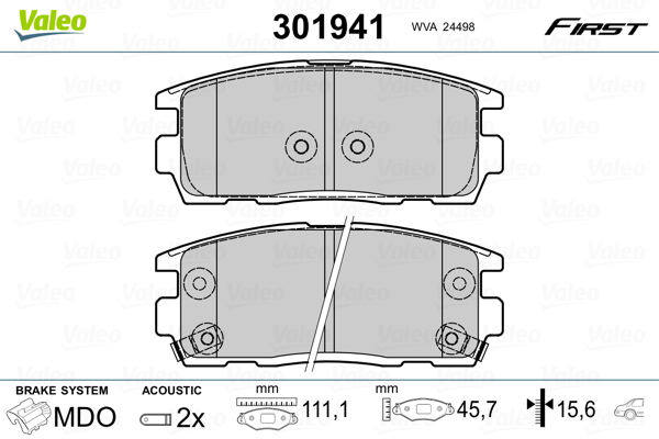 Brake Pad Set, disc brake - 301941 VALEO