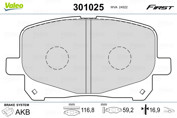 Kit pastiglie freno, Freno a disco - 301025 VALEO