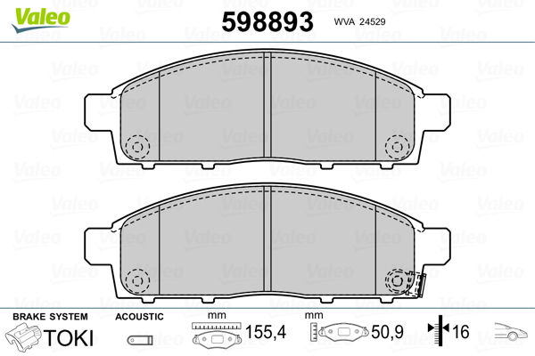 Brake Pad Set, disc brake - 598893 VALEO