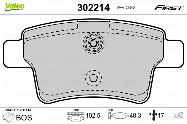 Kit pastiglie freno, Freno a disco - 302214 VALEO