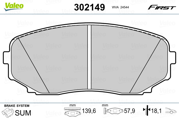 Brake Pad Set, disc brake - 302149 VALEO