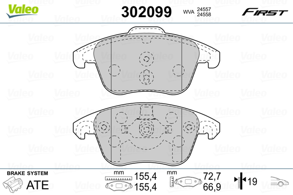 Kit pastiglie freno, Freno a disco - 302099 VALEO