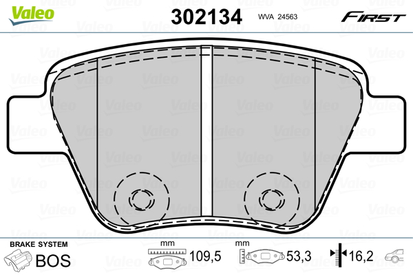 Kit pastiglie freno, Freno a disco - 302134 VALEO