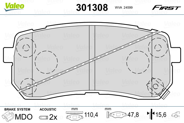 Brake Pad Set, disc brake - 301308 VALEO