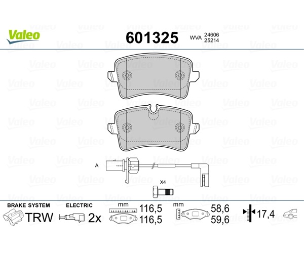 Brake Pad Set, disc brake - 601325 VALEO