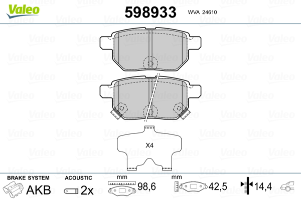 Brake Pad Set, disc brake - 598933 VALEO