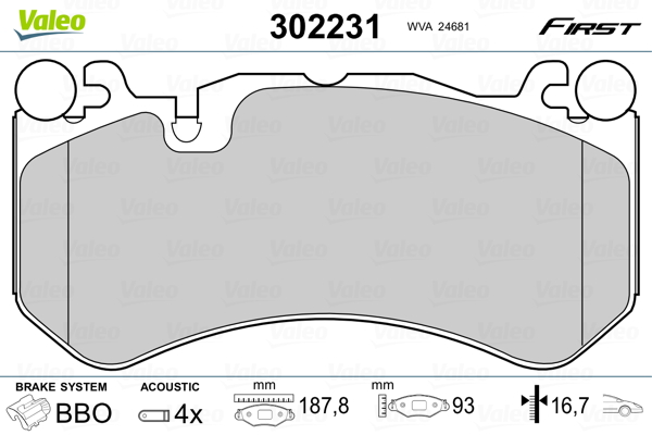 Brake Pad Set, disc brake - 302231 VALEO