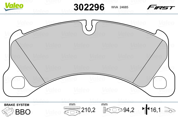 Brake Pad Set, disc brake - 302296 VALEO