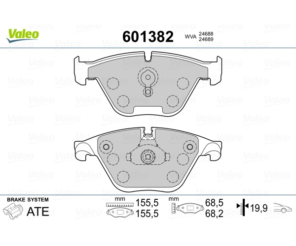 Brake Pad Set, disc brake - 601382 VALEO