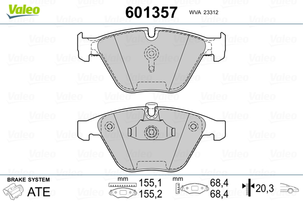 Kit pastiglie freno, Freno a disco - 601357 VALEO