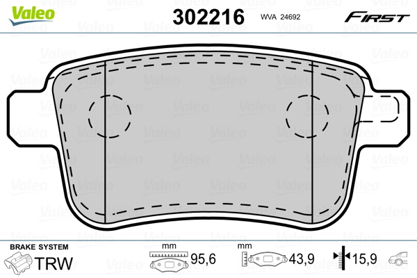 Brake Pad Set, disc brake - 302216 VALEO