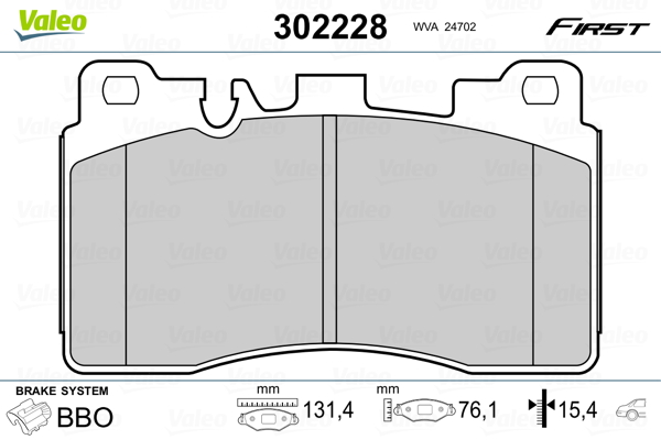 Brake Pad Set, disc brake - 302228 VALEO